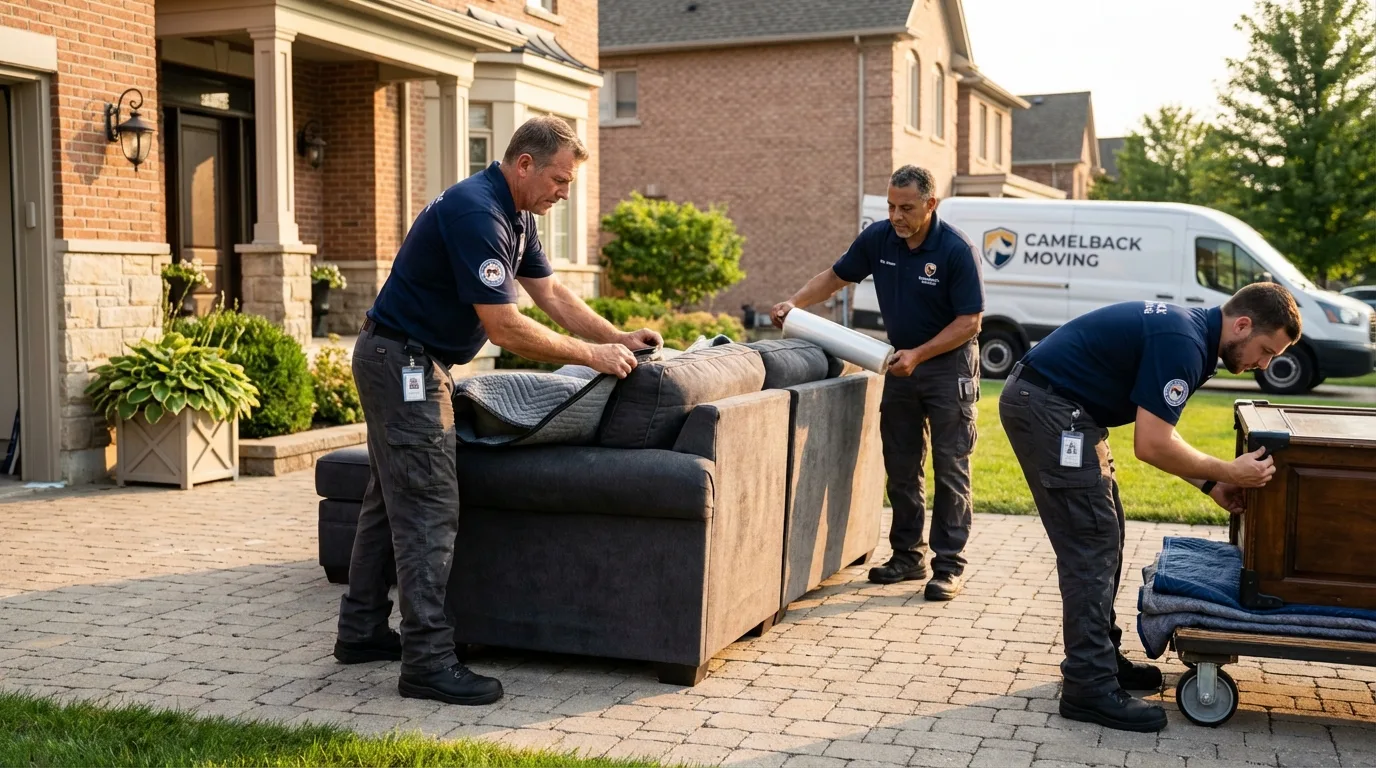Large estate moving crew wrapping furniture in Big Rock, IL